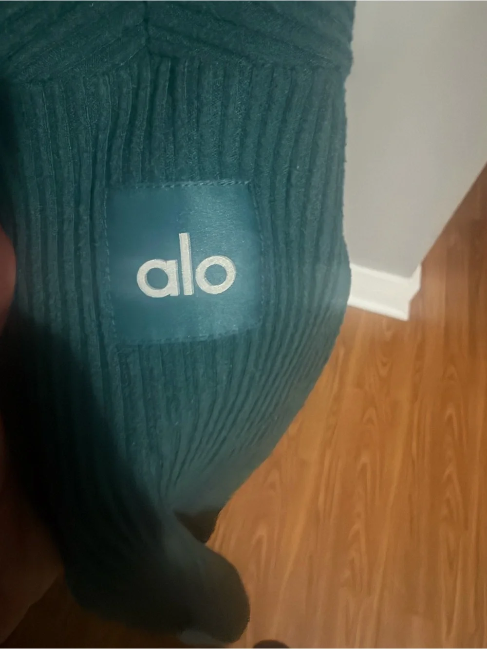 Alo Yoga Muse Ribbed Hoodie Midnight Green Soft Boxy Oversized XS